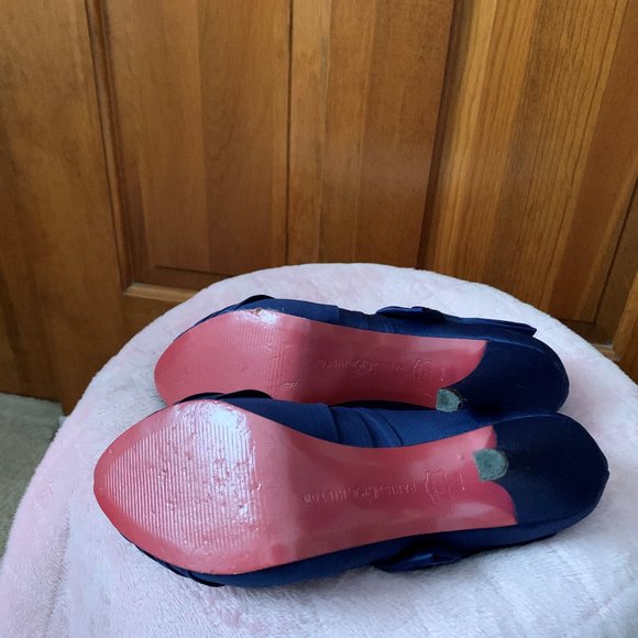 Paris Hilton Open Toe Blue Platform Heels Size 8.5 - Picture 5 of 8